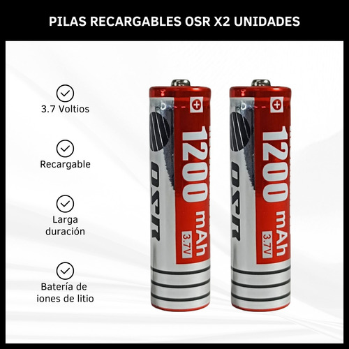 Pila Batería Recargable 3.7v Cilíndrica Blíster X2 Unidades 