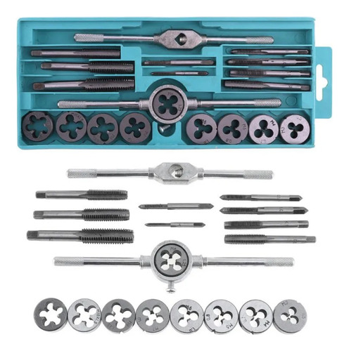 Juego De Machos Y Terrajas Kit 20 Piezas Acero Macho Hembra  Negro