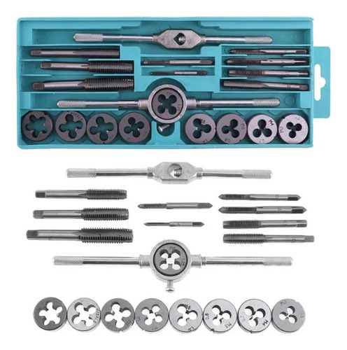 Juego De Machos Y Terrajas Kit 20 Piezas Acero Macho Hembra  Negro