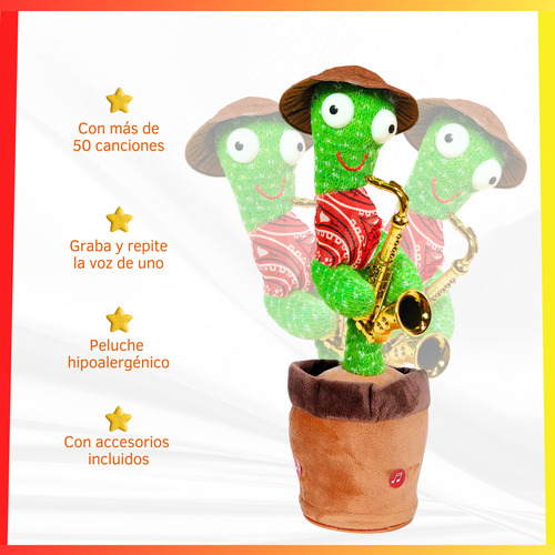 Cactus Bailarín Juguete Con Música Canta Baila Y Repite Voz