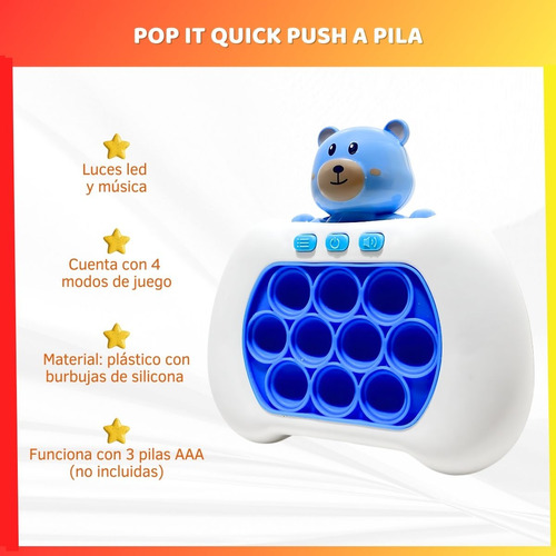 Pop It Quick Push Juego Sensorial Memoria Luz Sonido A Pilas
