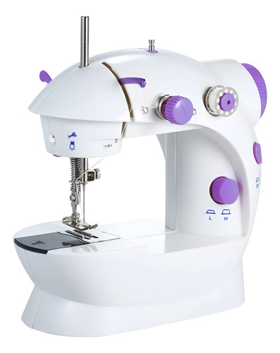 Máquina De Coser Mini Recta Portátil Eléctrica Luz Y Pedal Blanco