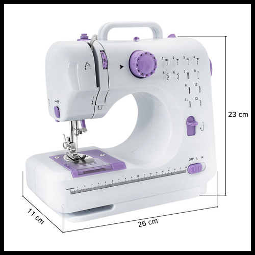 Máquina De Coser Eléctrica Portátil 12 Puntadas Con Luz Blanco