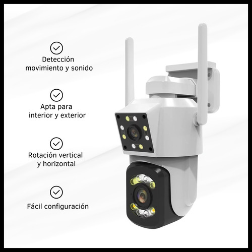 Cámara De Seguridad Doble Lente Hd Wifi Exterior Interior