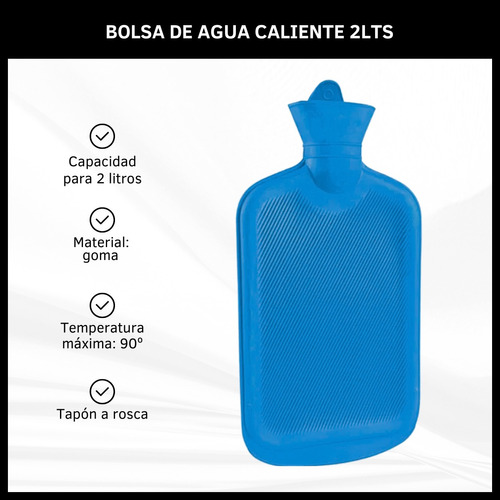 Bolsa De Agua Caliente Antiderrame 2lts Tapón Cierre A Rosca