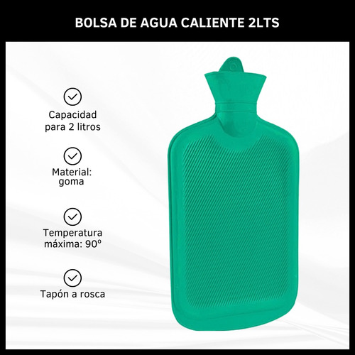Bolsa De Agua Caliente Antiderrame 2lts Tapón Cierre A Rosca