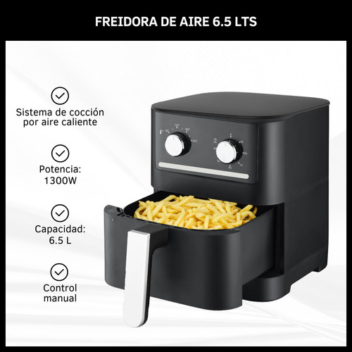 Freidora De Aire Sin Aceite Air Fryer 6.5l Mecánico 1300w