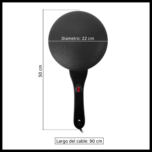 Panquequera Eléctrica Antiadherente 700w Con Batidor Y Bowl Negro