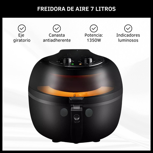 Freidora De Aire 7l Sin Aceite 1350w Control De Temperatura