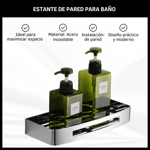 Estante Organizador De Pared Para Baño De Acero Inoxidable