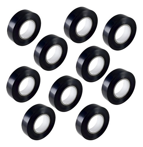Cinta Aisladora 17mm 6.4 Metros Negra Pack X10 Unidades Negro Lisa
