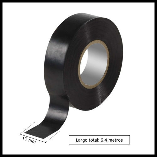 Cinta Aisladora 17mm 6.4 Metros Negra Pack X10 Unidades Negro Lisa