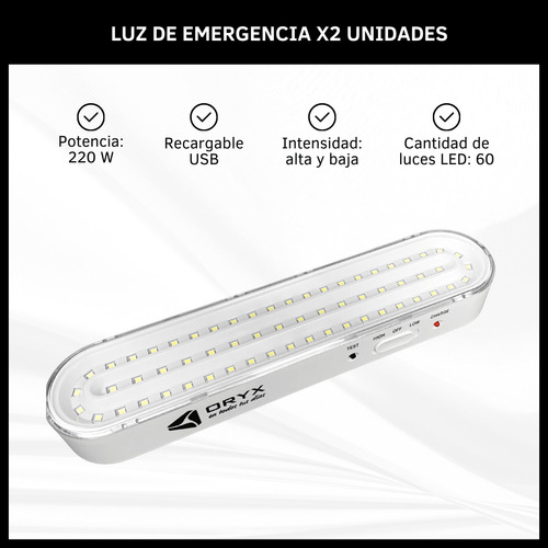 Luz De Emergencia X2 Unidades 60 Leds Luz Blanca Recargable