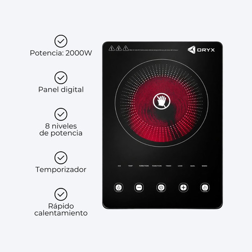 Anafe Oryx Eléctrico Vitrocerámico Infrarrojo 1 Hornalla