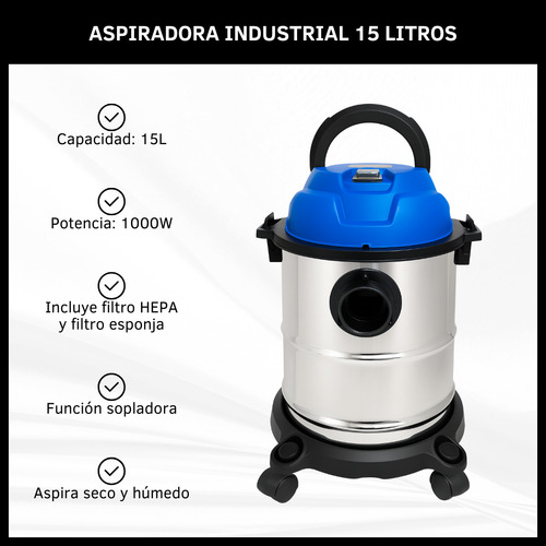 Aspiradora Sopladora De Tacho 1000w Secos Líquidos 15lts