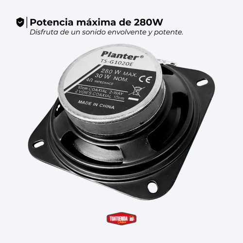 Parlantes Para Auto 2 Vias Coaxiales Set X2 280w Ts-g1020e Negro