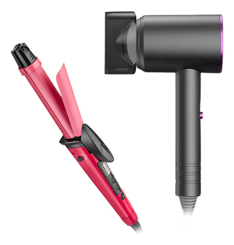 Kit Secador De Pelo Planchita Buclera 2 En 1 Combo Cabello