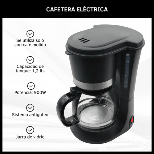 Cafetera Eléctrica De Filtro 1.2 Litros Semi Automática 900w