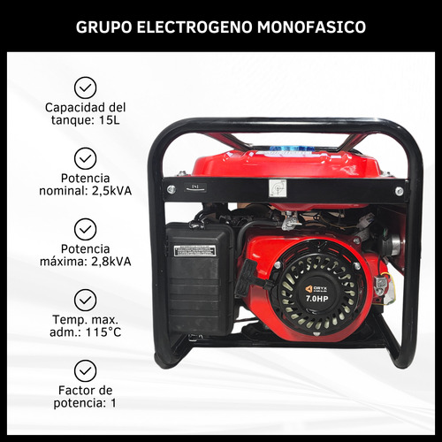 Grupo Electrógeno Generador Eléctrico Monofásico 7hp 2,8kva
