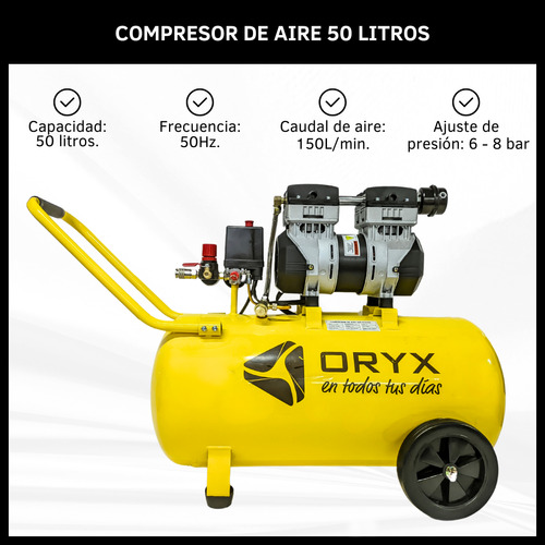 Compresor De Aire Eléctrico Portátil 50 Litros 1200w 116psi