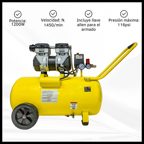 Compresor De Aire Eléctrico Portátil 50 Litros 1200w 116psi