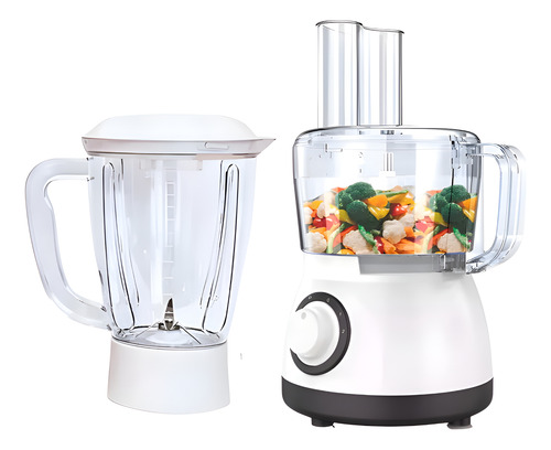 Multiprocesadora Jarra Licuadora 2 Velocidades Accesorios Blanco