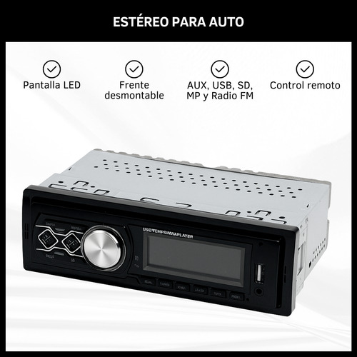 Estéreo Auto Frente Desmontable Control Remoto Usb Fm Mp3