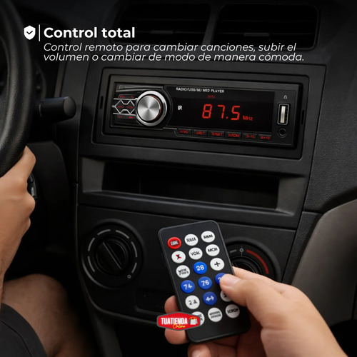 Estéreo Auto Frente Desmontable Control Remoto Usb Fm Mp3