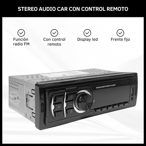 Estéreo Auto Con Frente Fijo Control Remoto Mp3 Usb Fm Sd