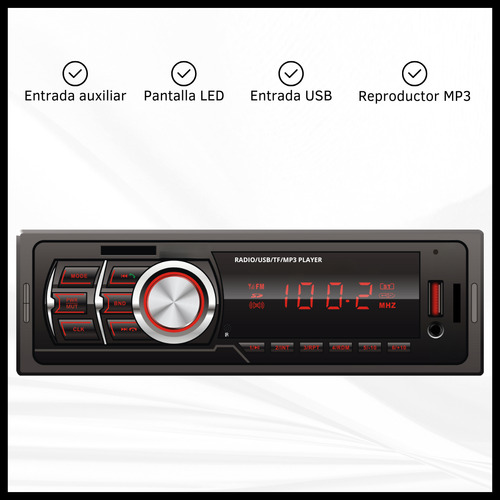 Estéreo Auto Con Frente Fijo Control Remoto Mp3 Usb Fm Sd