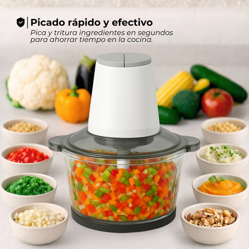 Picadora De Alimentos Trituradora Eléctrica Procesadora 350w Plateado