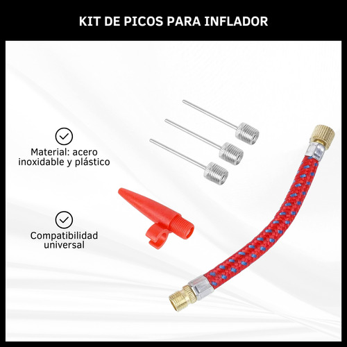 Kit Picos Para Inflador Adaptador Pelotas Inflables 5 Piezas