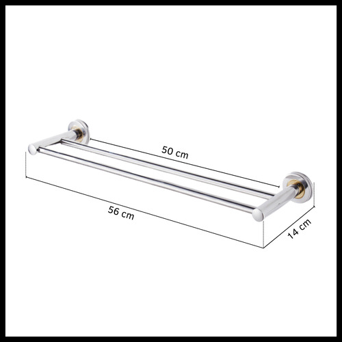Toallero Barral Doble Recto Para Baño 50 Cm Toallas Ducha