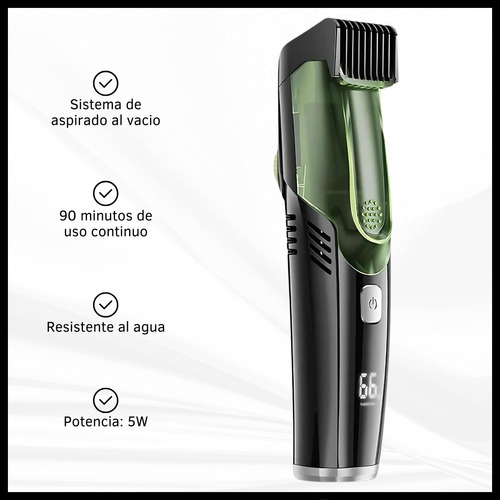 Maquina Cortadora De Pelo Barba Con Aspiradora Inalámbrica