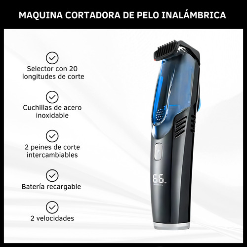 Maquina Cortadora De Pelo Barba Con Aspiradora Inalámbrica
