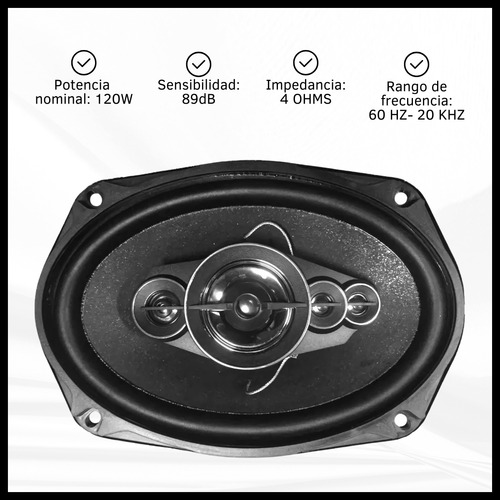 Juego De Parlantes Para Autos 6x9 Pulgadas 3 Vías 1200w 89db