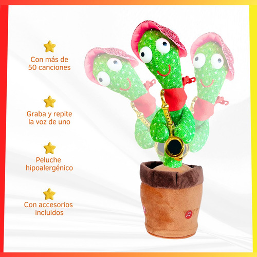 Cactus Bailarín Juguete Con Música Canta Baila Y Repite Voz