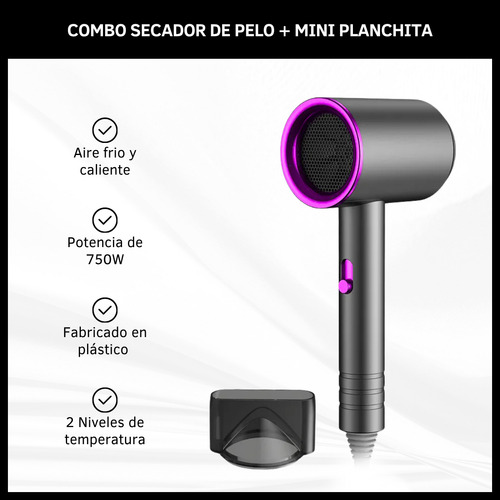 Kit Secador De Cabello Y Planchita De Pelo Alisadora Combo