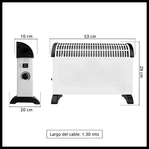 Calefactor Eléctrico Convector Con Termostato Regulable.
