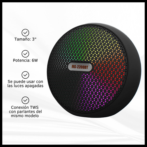 Parlante Inalámbrico Con Bluetooth Recargable Luces Led Rgb