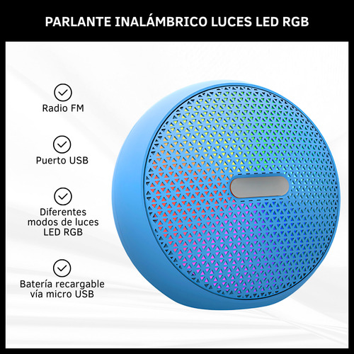 Parlante Inalámbrico Con Bluetooth Recargable Luces Led Rgb