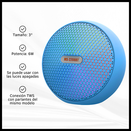 Parlante Inalámbrico Con Bluetooth Recargable Luces Led Rgb