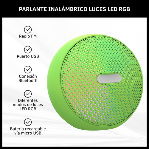 Parlante Inalámbrico Con Bluetooth Recargable Luces Led Rgb