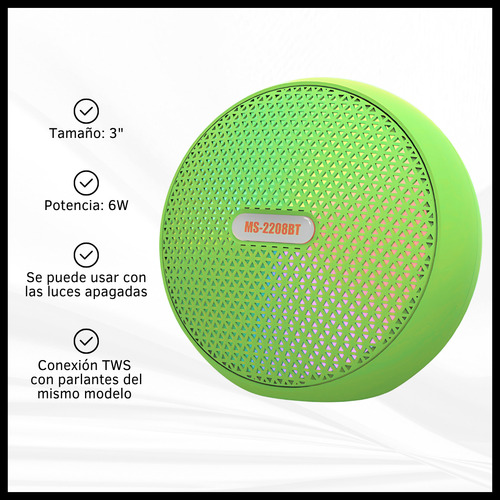 Parlante Inalámbrico Con Bluetooth Recargable Luces Led Rgb