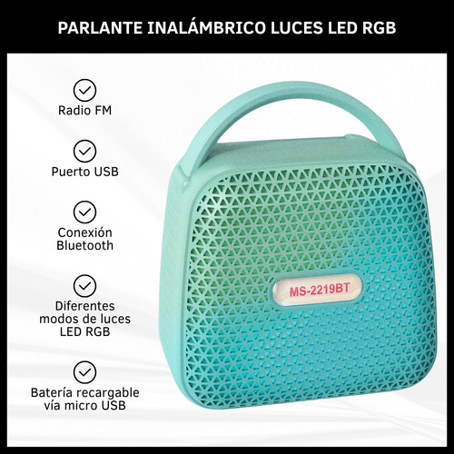 Mini Parlante Portátil Bluetooth Luz Led Rgb Tws Inalámbrico