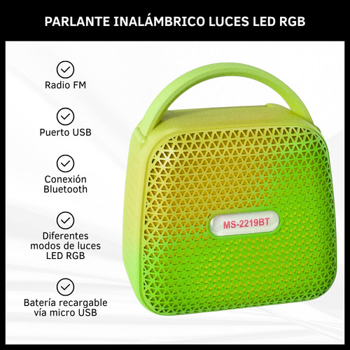 Mini Parlante Portátil Bluetooth Luz Led Rgb Tws Inalámbrico