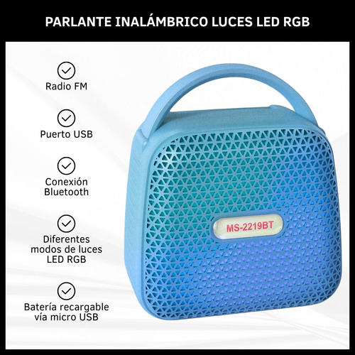 Mini Parlante Portátil Bluetooth Luz Led Rgb Tws Inalámbrico