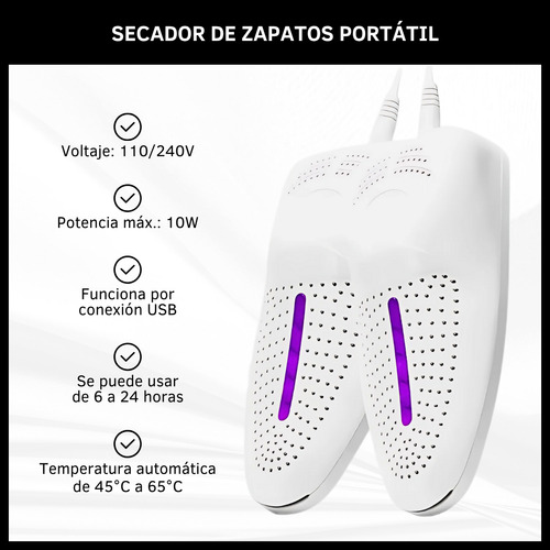 Secador De Zapatillas Zapatos Portátil Eléctrico Usb Calzado