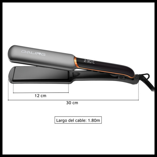 Planchita De Pelo Cabello Pantalla Led Temperatura Regulable Gris
