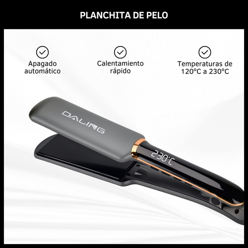 Planchita De Pelo Cabello Pantalla Led Temperatura Regulable Gris